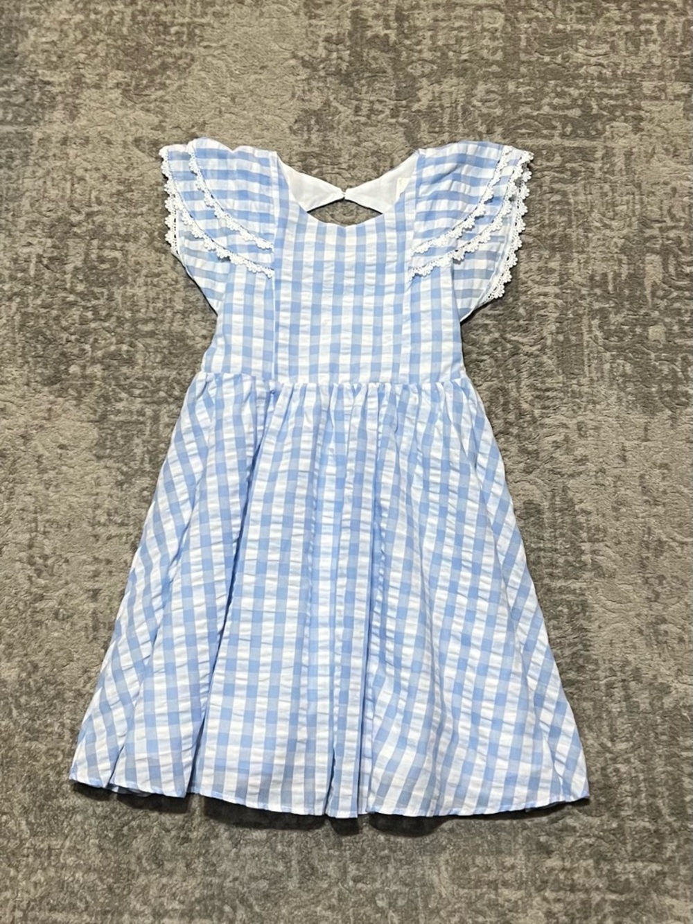 NWOT Girls Rare editions blue & white plaid dress. Size 6